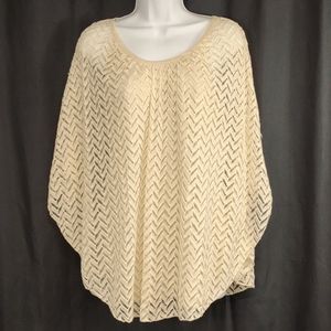 New Cal Style Small cream Chevron textured Blouse